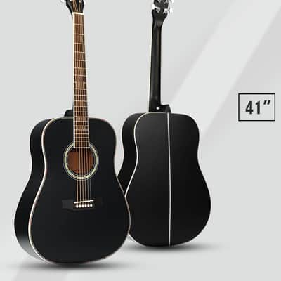 Acoustic Guitars Full Size, 4/4 Folk Guitar for Beginners Adults, Acoustic Steel-string Guitar Black (41 Inches） image 2