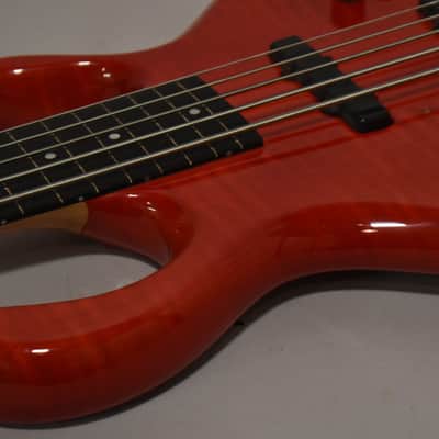 1990 Pedulla MVP-5 Bass Fretless Conversion 5-String Red w/HSC image 10