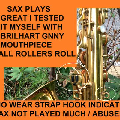 LOVELY WAYNE SHORTER MODEL RARE BUNDY-ELKHART-SELMER-BUESCHER TENOR SAXOPHONE 1950 APRX PROFESSIONAL ORIGINAL FINISH PLAY READY TESTED FREE SHIP image 10