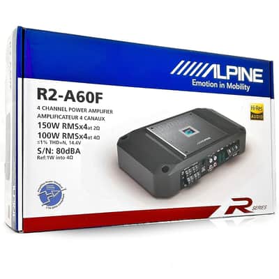 Alpine R2-A60F 4 Channel 600W Class D Amplifier RUX-H01 Bass Knob & KIT4 AMP Kit image 7