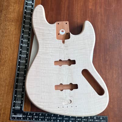 High End Offset Bass Body – Unfinished THICK Curly Maple Top, Solid ONE piece Mahogany Back, Front Routed NOS- limited luthier supply R4 image 8