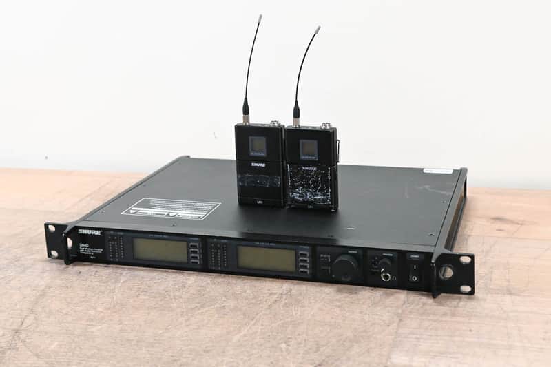 Shure UR4D Wireless Receiver w/ two UR1 Bodypack Transmitters - H4 Band CG0077F image 1
