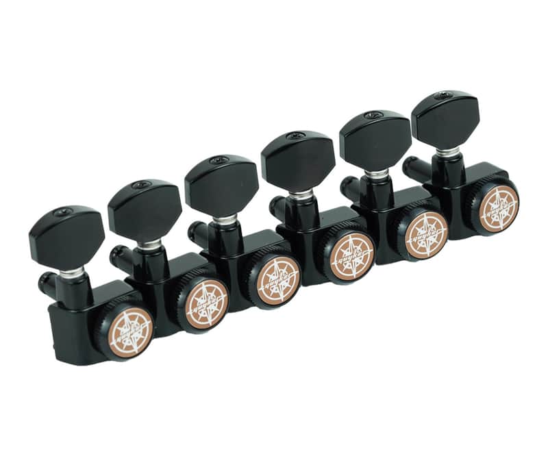 Guyker 6 In-line Guitar Locking Tuners – 1:18 Locking Tuning Key Pegs Tuners – Black image 1