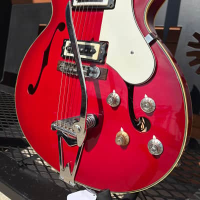 60's Silvertone Teisco Hollowbody Guitar - Red image 4