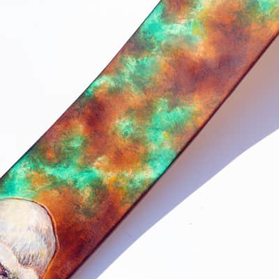 burnyblack wide guitar strap leather - Vincent gorilla brown/green image 17