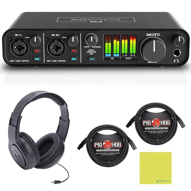 MOTU M4 4x4 USB-C Audio Interface Bundle w/Samson SRH350 Over-Ear Stereo Head... image 1