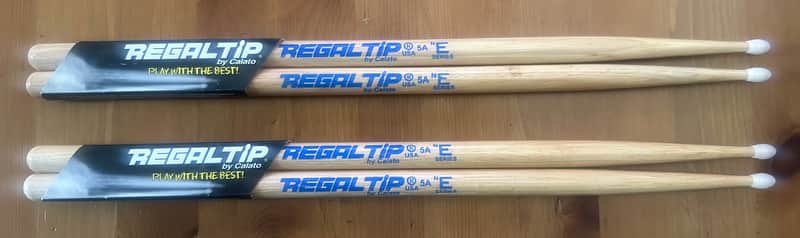 Regal Tip 005E E Series Hickory/Nylon 5A-E Wood Drum Set/Kit Drumsticks - 2 Pairs image 1