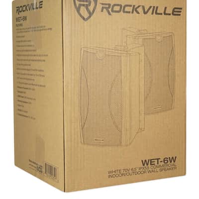 2) Rockville WET-6W 70V 6.5" IPX55 White Commercial Indoor/Outdoor Wall Speakers image 9
