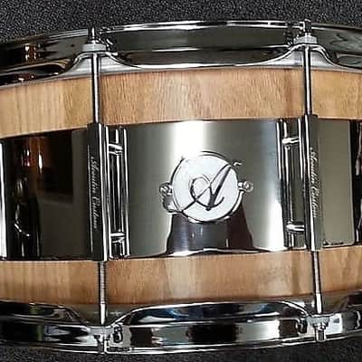 Acoutin 6.5x14" Custom Stave Red Oak/Steel Hybrid Snare Drum image 2