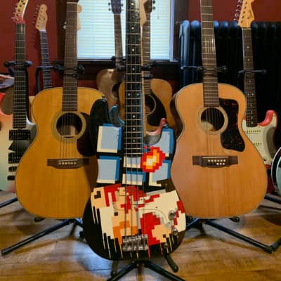 Super Mario Bros Squier by Fender Precision P Bass 1998 Hand Painted vintage design image 3