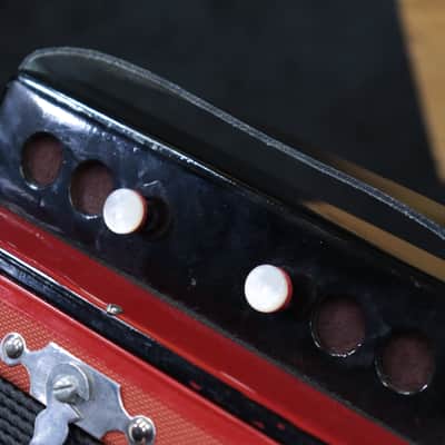 Gagné & Frère 1-Row 2-Bass 10-Treble Button "D" Red & Black Diatonic Accordion image 23