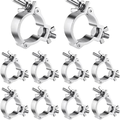 2 Inch Truss O Clamps, 10 Pack Aluminum Stage Light Clamps for Truss, Heavy Duty 220LB LED Par Light Moving Head Lighting clamps, Fit for 48-52mm OD Tube/Pipe image 1