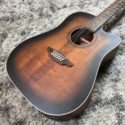 Luna Art Vintage Dreadnought 12-String Acoustic-Electric Guitar, Brownburst image 3