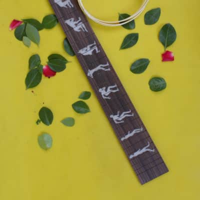 Guitar Neck Rosewood Fretboard Replacement Wooden Guitar Parts Black Guitar Fretboard for Electric Guitar Parts Replacement (22 Fret 24.75 Inch Man Wolf Inlay) image 5