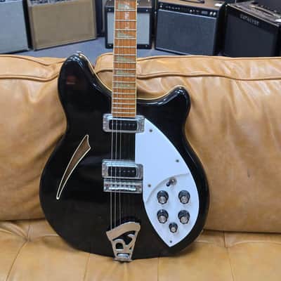 1986 Rickenbacker 360 JETGLO BLACK W/Original Case image 7