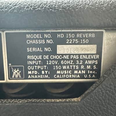 Ernie Ball Music Man HD150 reverb 1980 - Black image 6