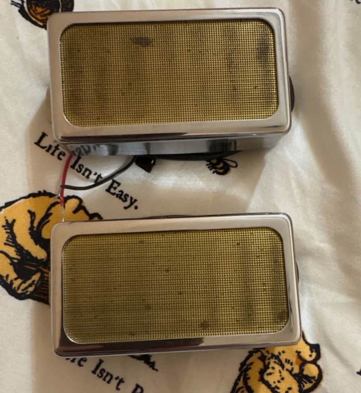 Harmony USA Gold Foil Humbucker Pickup Set Alnico III Comet Neck 7.7 / Bridge 7.6 Ohms Humbucker Pickups Heritage Factory Kalamazoo Goldfoil image 1