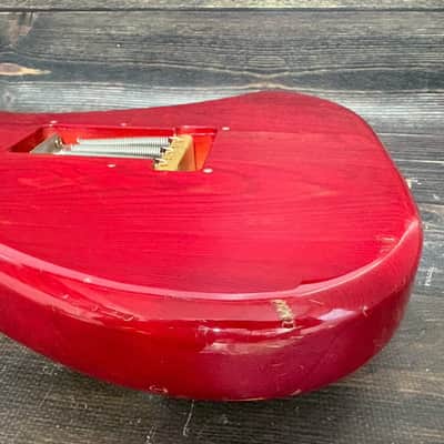90s Charvel CST-060 Stratocaster Body Ash See-throw Red w/Plate Made in Japan image 17