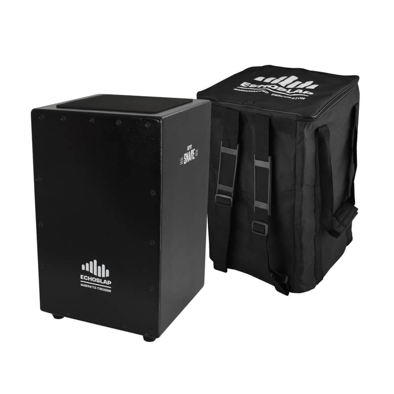 Echoslap Super Snare Cajon - Black - Siam Oak  & Maple, 4 Way Snare Wire + FREE Gig Bag image 1