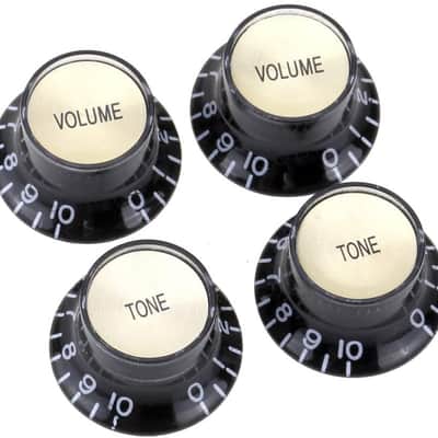 KN-007-SET-BG Top Hat Gold and Black Reflector 2 Volume 2 Tone Knobs Metric Size 18 Spli