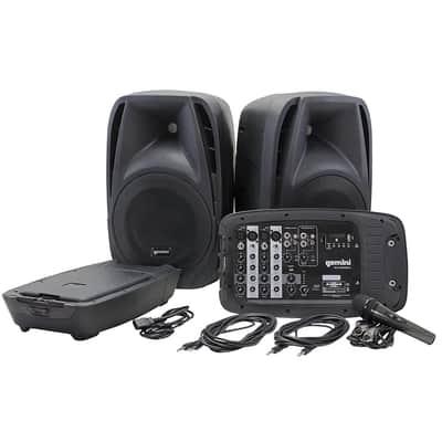 Gemini ES-210MXBLU Professional Audio Portable PA System, Includes 2x 10 600W ABS Passive Speakers, Powered 8-Channel Mixer with Digital Echo, Microp image 3