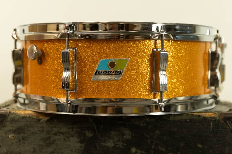 1970s Ludwig 5x14 Gold Sparkle Jazz Festival Snare Drum image 1