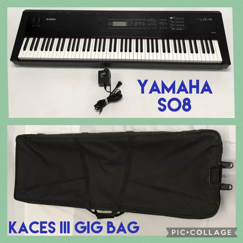 Yamaha S08 88 Key Programmable Synthesizer Keyboard & Kaces III Wheeled Gig Bag image 1
