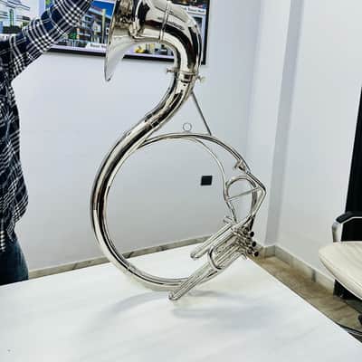 22” BBb Silver Brass Sousaphone – 3 Valve – High Polish Finish – With Case & Mouthpiece – New image 7