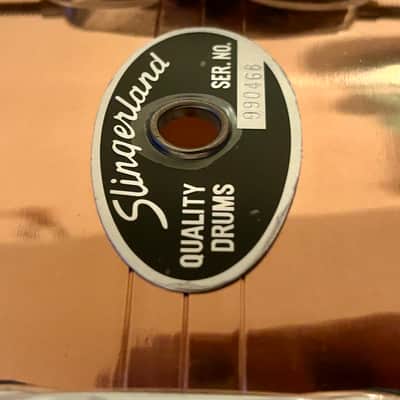 Slingerland- 5x14" Sound King, Lacquered Brass, 10-Lug Snare Drum 1980s image 5