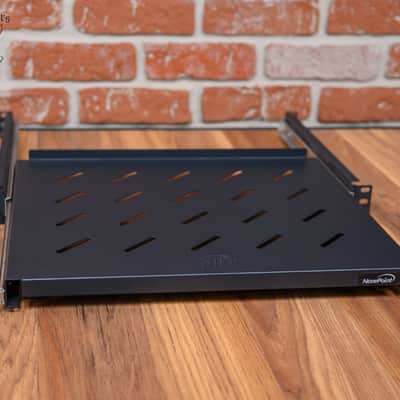 Navepoint 350mm 4-Post 1U Vented Rack Sliding Shelf Black image 4