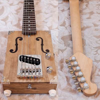NEW Carl's Custom HandmadePro Quality 6 String Cigar Box Electric Guitar w/Opening Body image 5