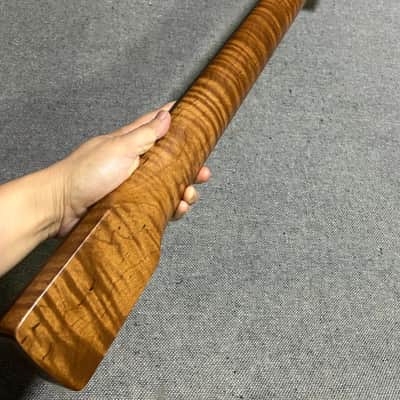 Rosewood Roasted flame maple 20 fret Fretless Bass guitar Neck parts 4 string image 2