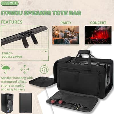 Ithwiu Speaker Bag 12" Weather-Resistant PA Case w/ Foam Padding & Zippers image 4