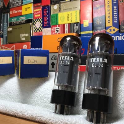 2x Vintage OEBox Tesla Dual OO 6CA7 EL34 WeldPlate PowerTubes ~ Mullard/Telefunken Alternative ~ High Resolution 3D Presence Natural Vocals Great Bass Depth ~ Classic WarmTone Audio ~ Several Pairs In Stock! image 1