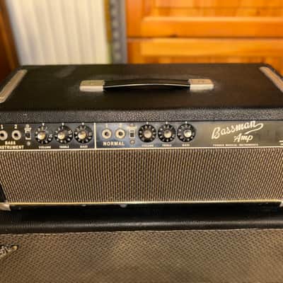 Vintage Fender Bassman Blackface Piggyback Head + Original 2x12 Cabinet image 2