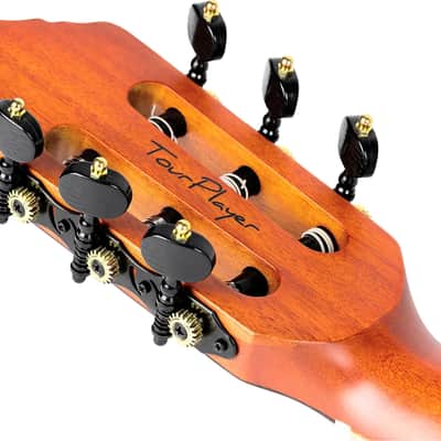 Ortega Tourplayer Thinline Acoustic-Electric Classical Guitar, Flamed Maple Top, Blue image 5