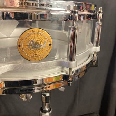 Chad Smith's Pearl 14x5" Custom Red Hot Chili Peppers Logo, 2011 World Tour Snare Drum. Clear Acrylic, With SIGNED HEAD! image 7