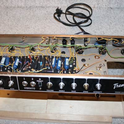 Vintage 1965 Fender Blackface Tremolux Tube Amp Chassis Project image 9
