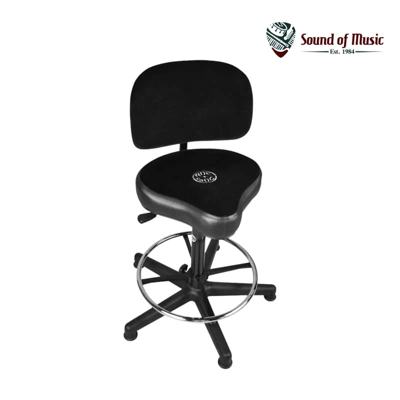 Roc N Soc Lunar Series Extended Height Timpani Throne with Backrest and Footring - Black image 1