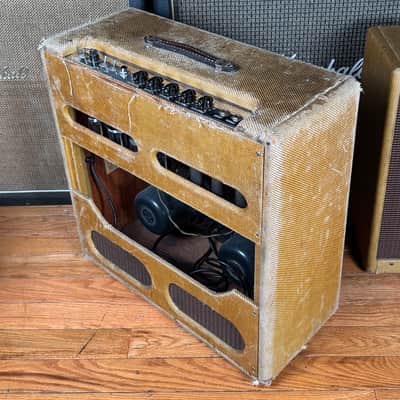 1956 Fender Bassman 5E6 Vintage Tweed Narrow Panel Pre CBS 4x10 Tube Combo Amplifier! image 7