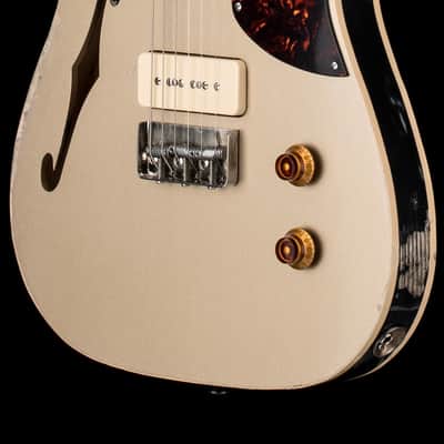Valentino Guitars Thinline T-style P90 - Gold/black image 3