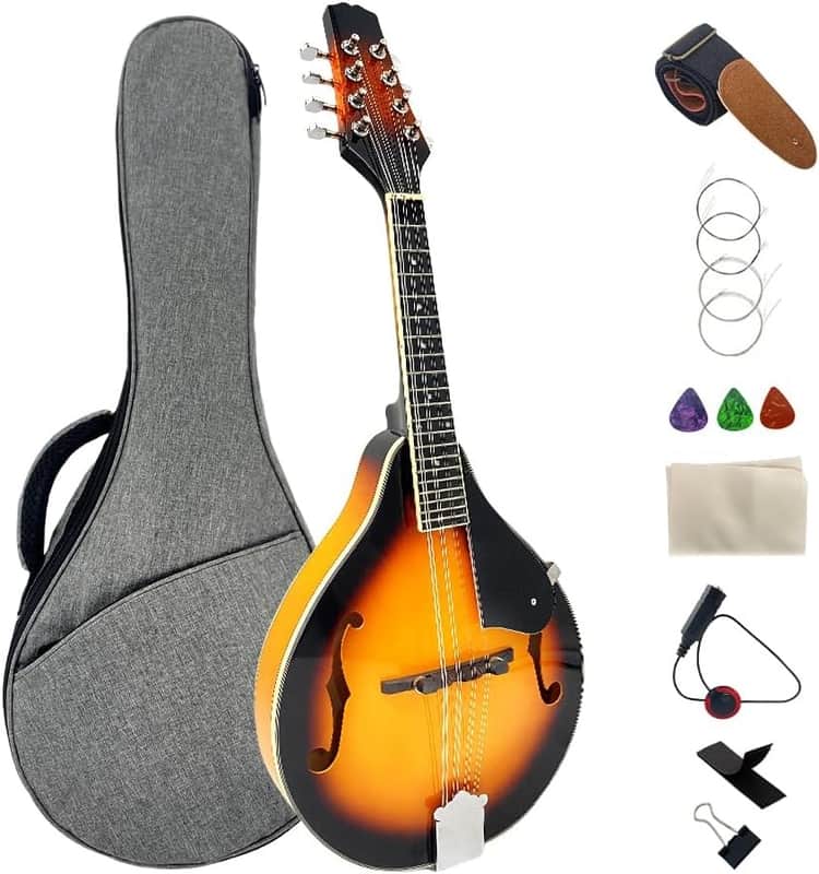 Mandolin Musical Instrument A Style Acoustic Mandolin Instrument Kit 8 String for Beginners Adults with Carrying Case Extra Strings Picks Cleaning Cloth image 1