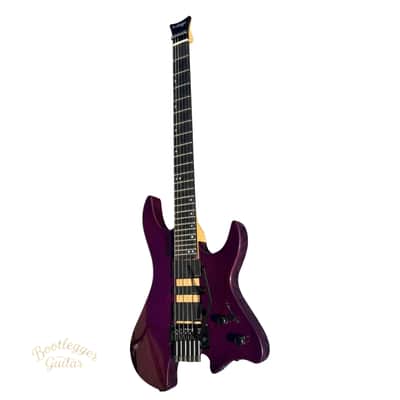 Bootlegger Guitar Gen 2 Absinthe Headless Tremolo Deep Purple Clear Gloss EMG Coil Split Case image 3