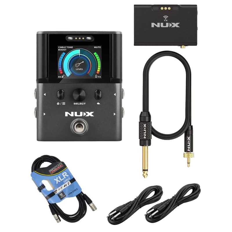 NUX B-8 Professional Guitar Wireless System (2.4GHz) - XLR Cable - (2) 1/4 Cable Bundle image 1
