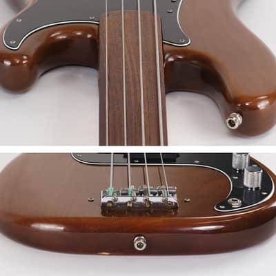 1977 Fender Fretless Precision Bass Mocha Walnut Brown with Hardshell Case imagen 5