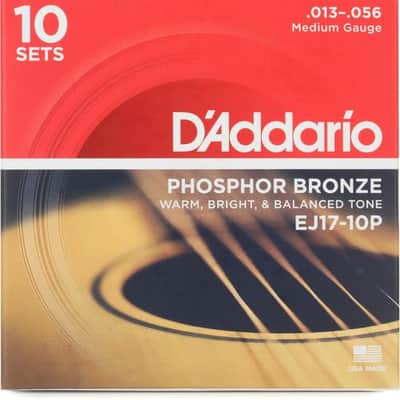 D'Addario EJ17 Phosphor Bronze Acoustic Guitar Strings - .013-.056 Medium (10-pack) image 2