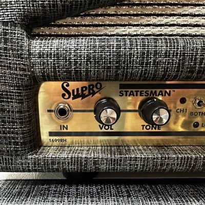 Supro 1699RH Statesman 2-Channel 50-Watt Tube Guitar Head Black Rhino image 2