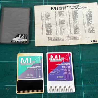 KORG M1 PCM PROGRAM CARDS MSC-1S MSC-01/MPC-01 w/ case, paper