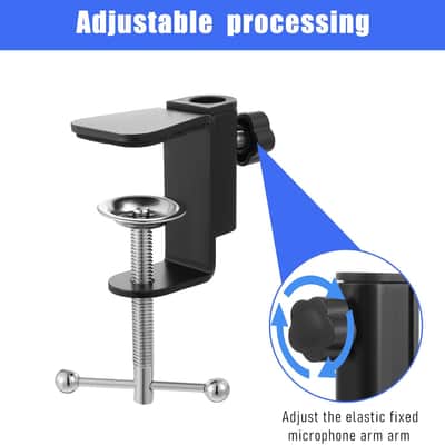 Metal Desk Clamp, 2 in 1 Table Mount Clamp Black C-Clamp Mic Desk Clamps Mount Holder with Adjustable Screw for Microphone Suspension Boom Scissor Arm Stand Holder, Black image 3