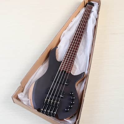 Black Custom 5 String Headless Bass, Wenge Top Ash Body, Roasted Maple Neck, 24 Frets image 2